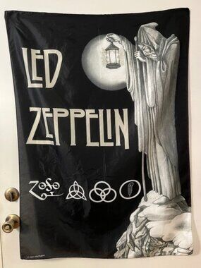 Vintage Led Zeppelin Hermit 2004 Mythgem Black Fabric Wall Hanging Italy